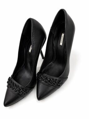 Leon max Black Leather Pointed-Toe Heels - Women